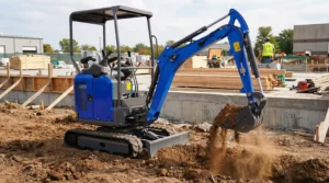 Excavation-work-in-construction-site-with-mini-excavator