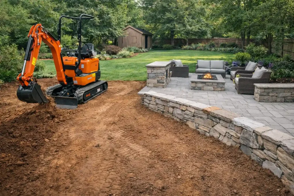 mini-excavator-clean-finished-landscaping-project