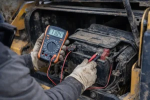 skid-steer-battery-voltage-and-terminal-check-with-multimeter