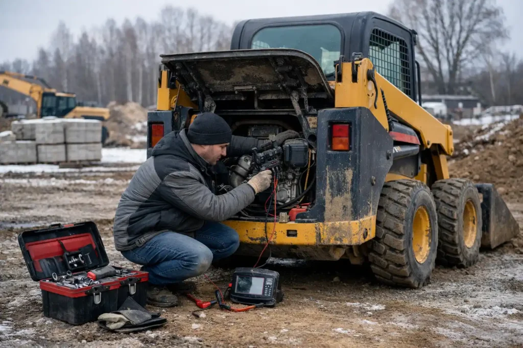 skid-steer-cranks-but-will-not-start-on-cold-construction-site