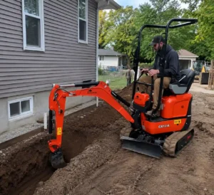 mini-excavator-working-on-residential-trenching-site