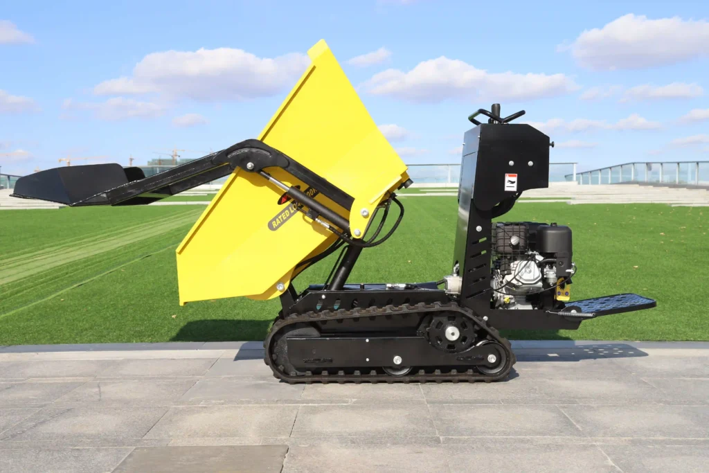 Tracked mini dumper and wheeled mini dumper comparison for construction, landscaping and material handling jobsites