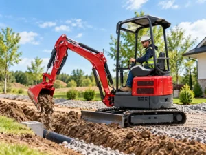ACE CX18 mini excavator for landscaping and drainage trench work